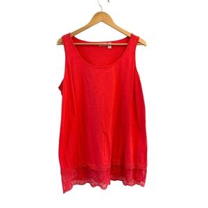 LOGO Layers Red Indira Lace Trim Tank Top Womens Size XL Longline Capsule‎